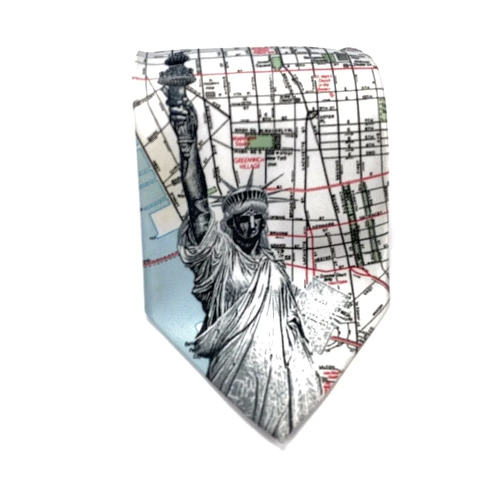 Rene Chagal New York City Tie NY Empire State Statue of Liberty Map Necktie 56